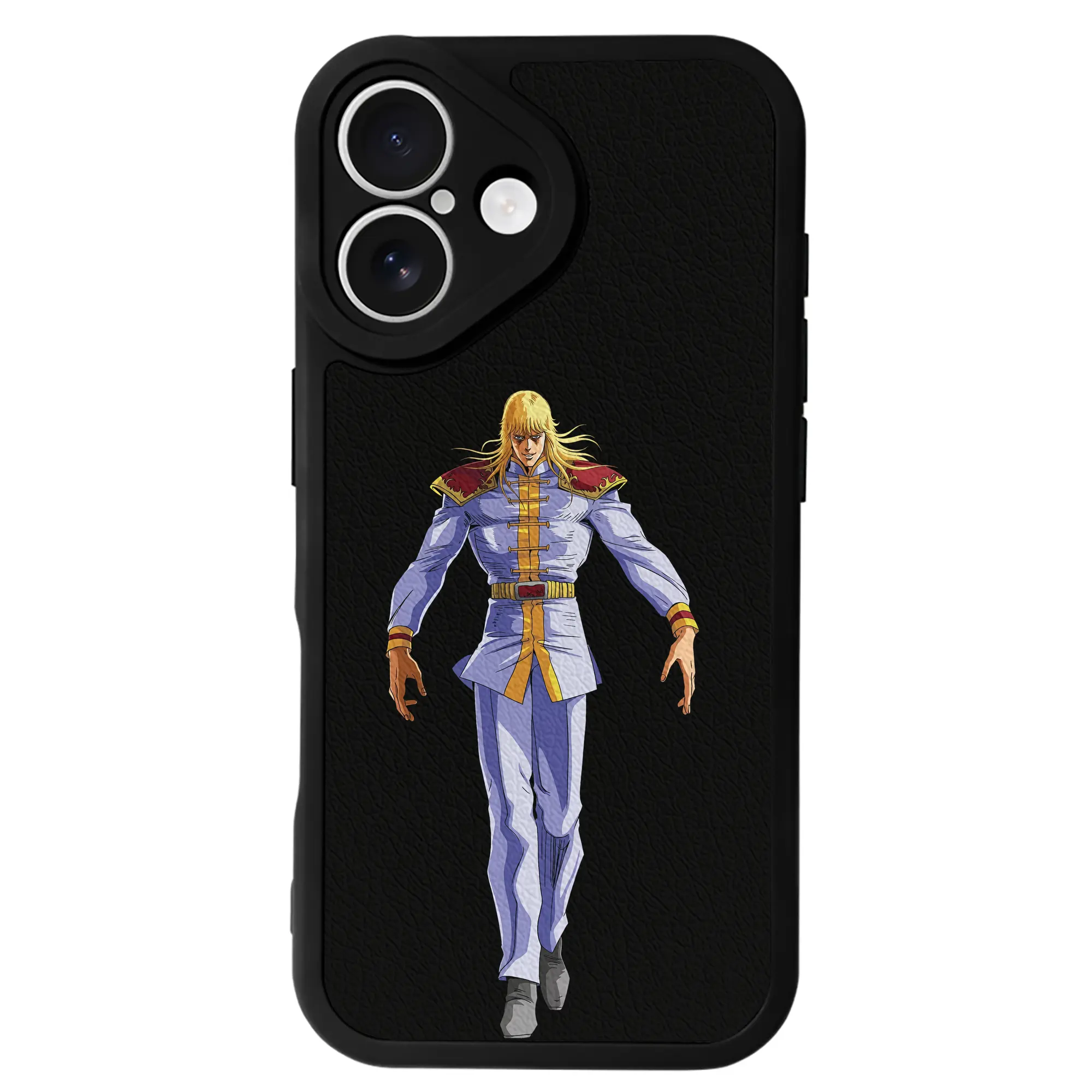 北斗の拳 グッズ,シン - IPhone 16シリーズ対応 ・ シリコンスマホケース ・ レザー調 ・ 高精度フィット ・ 耐衝撃 ・ ワイヤレス充電対応 ・ 精密カット